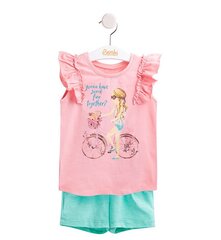 Bembi Комплект для девочки: футболка и шорты, оранжевый/зелёный цена и информация | Комплекты для девочек | kaup24.ee