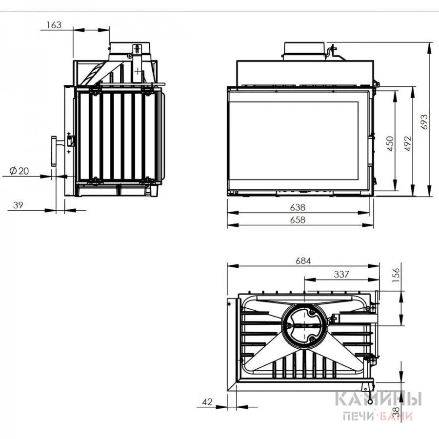 Vasakul lisaklaasiga malmkamin Trent Nordflam, 683x694x510mm Ø180mm цена и информация | Kaminad | kaup24.ee