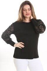 черная хлопковая блуза большого размера с v-образным вырезом цена и информация | Женские блузки, рубашки | kaup24.ee