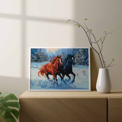 Teemantmosaiik 5D Diamond Painting Oh Art! Hobused talvel, 40x50 cm hind ja info | Teemantmaalid, teemanttikandid | kaup24.ee