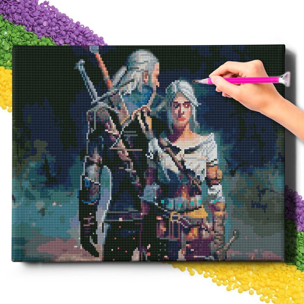 Teemantmosaiik 5D Diamond Painting Oh Art! Witcher Heralt ja Ciri, 40x50 cm цена и информация | Teemantmaalid, teemanttikandid | kaup24.ee