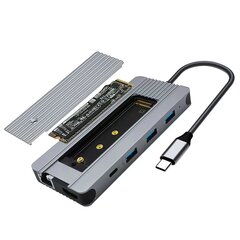 Dokkimisjaam MGL 240411B 12in1 USB tüüp C -M.2 SSD/4K HDMI/LAN/USB/kaardilugeja/Toide kuni 100W цена и информация | Адаптеры и USB-hub | kaup24.ee