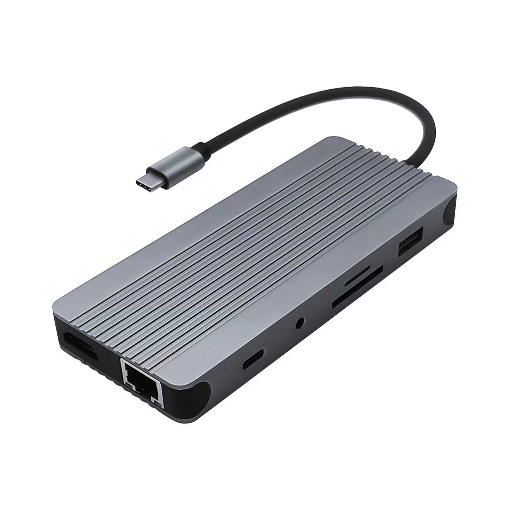 Dokkimisjaam MGL 240411B 12in1 USB tüüp C -M.2 SSD/4K HDMI/LAN/USB/kaardilugeja/Toide kuni 100W цена и информация | USB jagajad, adapterid | kaup24.ee