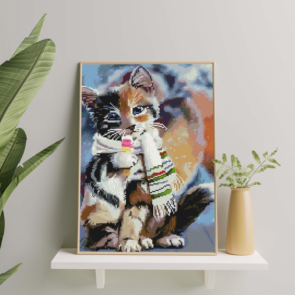 Teemantmosaiik 5D Diamond Painting Oh Art! Kassipoeg salliga, 40x50 cm цена и информация | Teemantmaalid, teemanttikandid | kaup24.ee