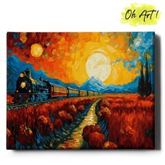 Картина по номерам На Раме Поезд на закате Oh Art! 40x50 см цена и информация | Живопись по номерам | kaup24.ee