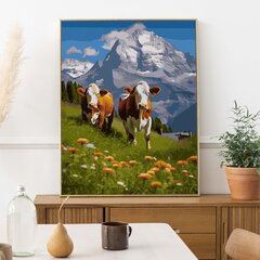 Maalimine numbrite järgi Šveitsi lehmad Oh Art!, 40x50 cm hind ja info | Maalid numbri järgi | kaup24.ee