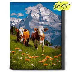 Maalimine numbrite järgi Šveitsi lehmad Oh Art!, 40x50 cm hind ja info | Maalid numbri järgi | kaup24.ee