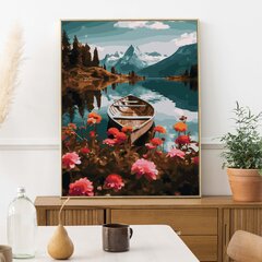 Картина по номерам На Раме Лодка на реке Oh Art! 40x50 см цена и информация | Живопись по номерам | kaup24.ee