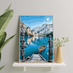 Картина по номерам На Раме Лодка и горы Oh Art! 40x50 см цена и информация | Живопись по номерам | kaup24.ee