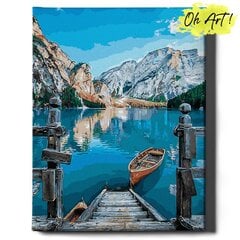 Картина по номерам На Раме Лодка и горы Oh Art! 40x50 см цена и информация | Живопись по номерам | kaup24.ee