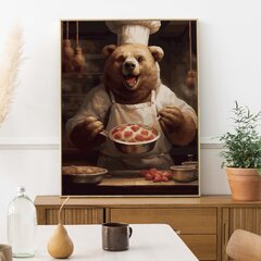 Картина по номерам На Раме Повар медведь Oh Art! 40x50 см цена и информация | Живопись по номерам | kaup24.ee