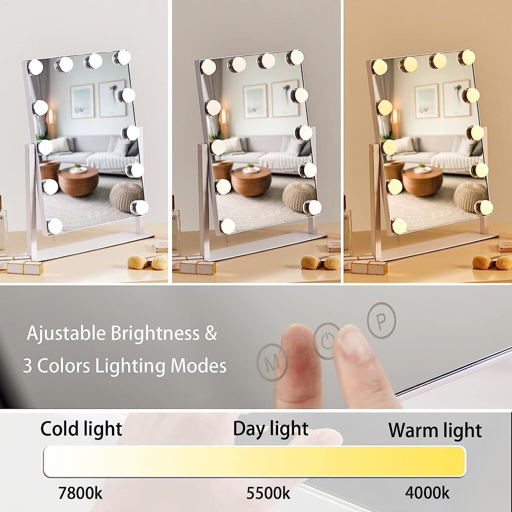 Peegel 12 LED-tulega G.Lux Led Make Up Mirror-2-wh hind ja info | Meigikotid, lauapeeglid | kaup24.ee
