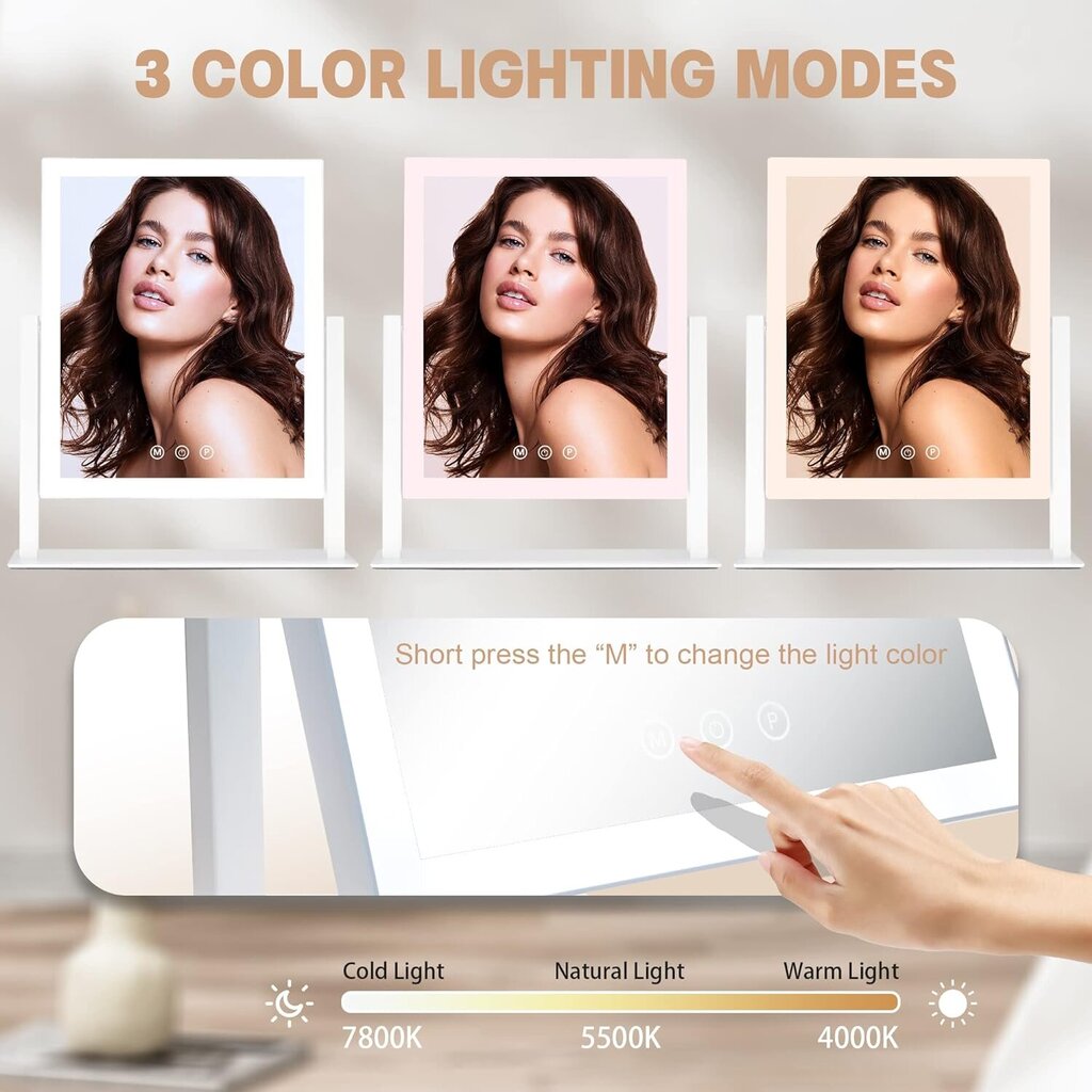 LED valgustusega peegel G.Lux Led Make Up Mirror-2-wh hind ja info | Meigikotid, lauapeeglid | kaup24.ee