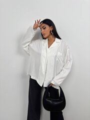 белая женская рубашка оверсайз с вышивкой цена и информация | Женские блузки, рубашки | kaup24.ee