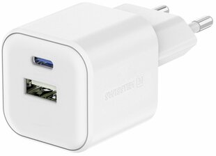 Swissten 3арядное устройство GaN USB-C 20W PD / USB-A 18W Q цена и информация | Зарядные устройства для телефонов | kaup24.ee