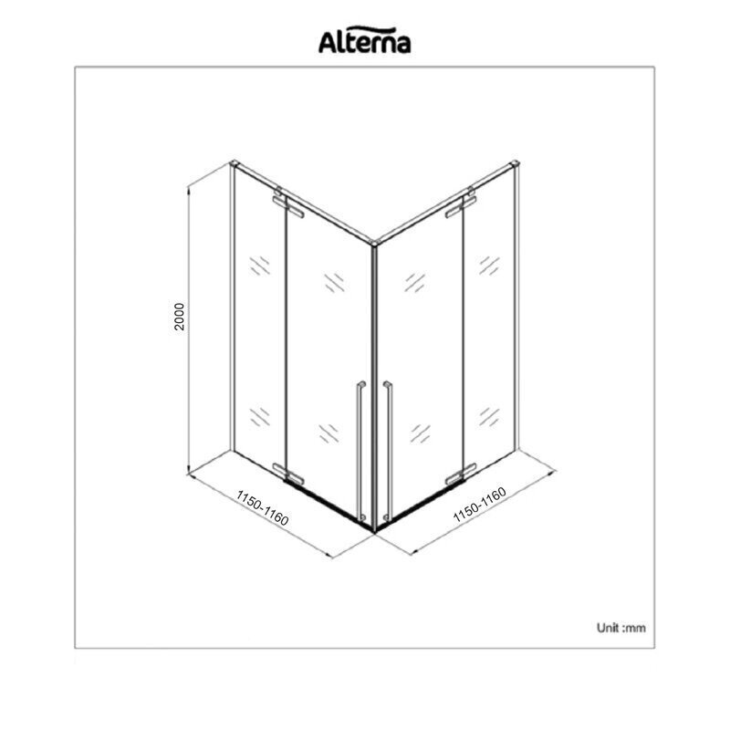 Dušikabiin Alterna 120x120 cm hall hind ja info | Dušikabiinid | kaup24.ee