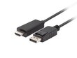 Lanberg, DisplayPort HDMI, 1.8 m hind ja info | Kaablid ja juhtmed | kaup24.ee