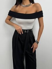 Блузка с открытыми плечами бело-черная цена и информация | Женские блузки, рубашки | kaup24.ee