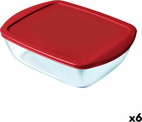 Прямоугольная коробочка для завтрака с крышкой Pyrex Cook & Store Прямоугольный 1 L Красный Cтекло (6 штук) цена и информация | Посуда для хранения еды | kaup24.ee