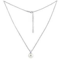 Silvego Серебряное колье с белым жемчугом Swarovski ® Crystals 12 мм LPS061912PSWW (цепочка, кулон) цена и информация | Украшение на шею | kaup24.ee