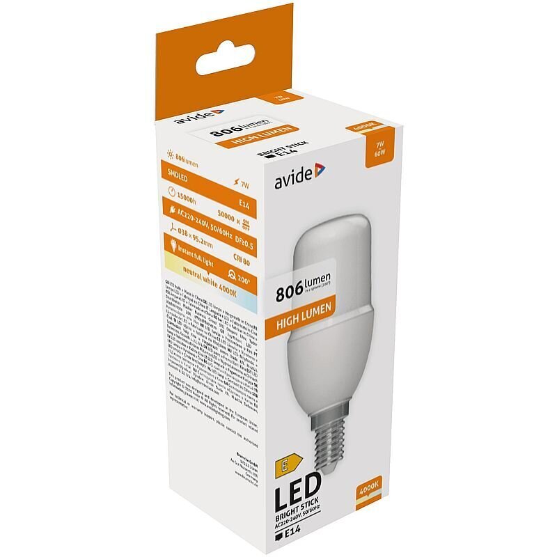 LED lamp Avide 7W T37 E14 4000K цена и информация | Lambipirnid, lambid | kaup24.ee