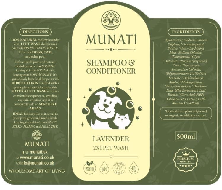 Šampoon ja palsam 2-ühes lemmikloomadele, lavendlilõhn, 500 ml hind ja info | Karvahooldustooted loomadele | kaup24.ee