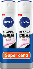 Deodorant Black & White Invisible Clear, 2 x 150 ml цена и информация | Дезодоранты | kaup24.ee