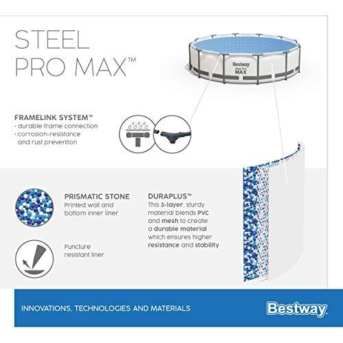 Bestway Steel Pro MAX 56408 basseiniraami komplekt, 305x305x76 cm, hall цена и информация | Basseinid | kaup24.ee