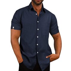 Мужская футболка с короткими рукавами Voqeen, синяя цена и информация | Мужские рубашки | kaup24.ee