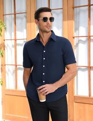 Мужская футболка с короткими рукавами Voqeen, синяя цена и информация | Мужские рубашки | kaup24.ee