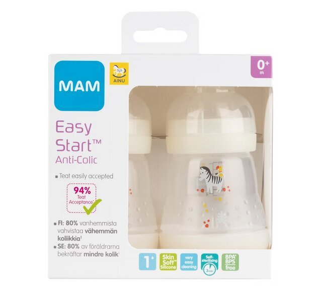 Pudel Mam Easy Start Anti-Colic, 2x160ml hind ja info | Lutipudelid ja aksessuaarid | kaup24.ee