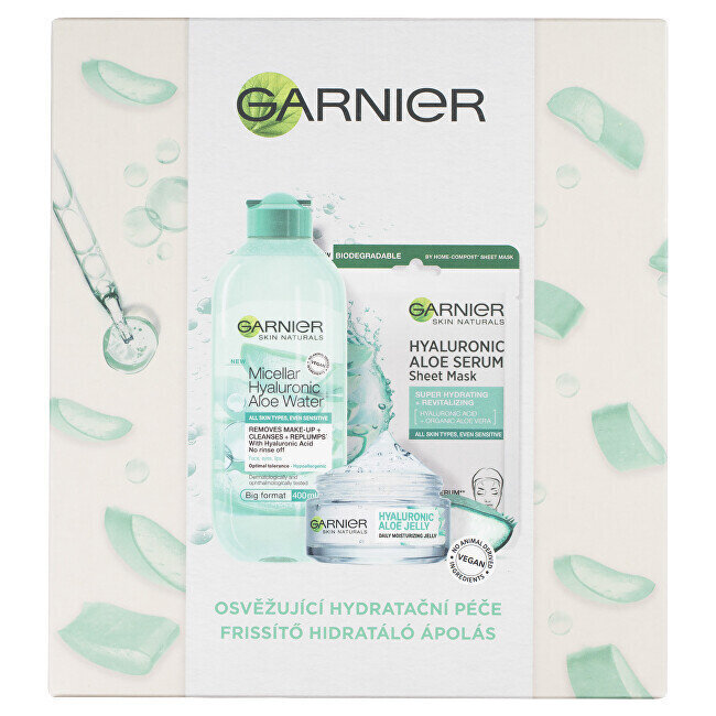 Näohoolduskosmeetika komplekt Garnier Hyaluronic Aloe Box naistele: rahustav näogeel, 50 ml + mitsellaarvesi, 400 ml + näomask, 28 g hind ja info | Näokreemid | kaup24.ee