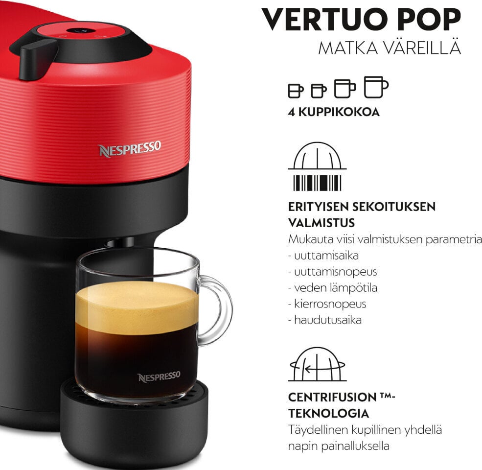 Krups kapselkohvimasin Nespresso Vertuo Pop XN9205 Spicy Red, punane цена и информация | Kohvimasinad | kaup24.ee