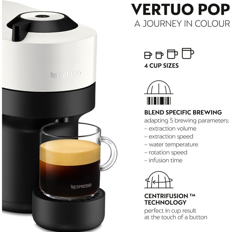 Krups kapselkohvimasin Nespresso Vertuo Pop XN9201 Coconut White, valge hind ja info | Kohvimasinad | kaup24.ee