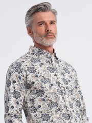 Рубашка приталенного кроя - бежево-серая v1 om-shps-0139 124784-7 цена и информация | Мужские рубашки | kaup24.ee