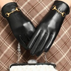 Женские кожаные перчатки GOLDEN с пряжкой BLACK ELEGANT RKW14-XL цена и информация | Женские перчатки | kaup24.ee