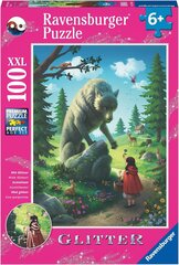 Pusle Ravensburger Glitter - Red Riding Hood & The Wolf, 100 tk hind ja info | Pusled | kaup24.ee