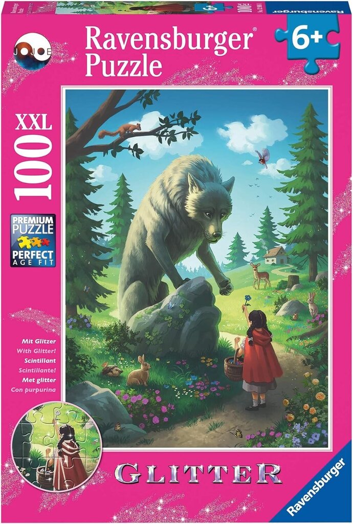 Pusle Ravensburger Glitter - Red Riding Hood & The Wolf, 100 tk цена и информация | Pusled | kaup24.ee