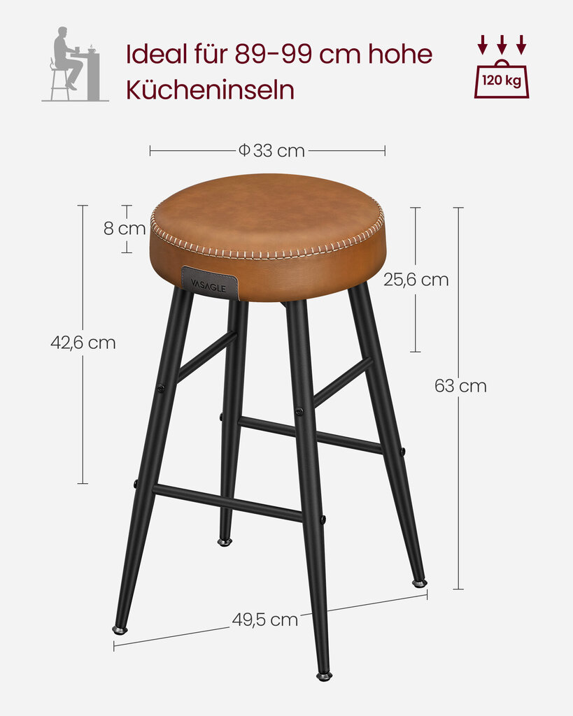 4-osaline toolide komplekt Vasagle, pruun hind ja info | Söögitoolid, baaritoolid | kaup24.ee