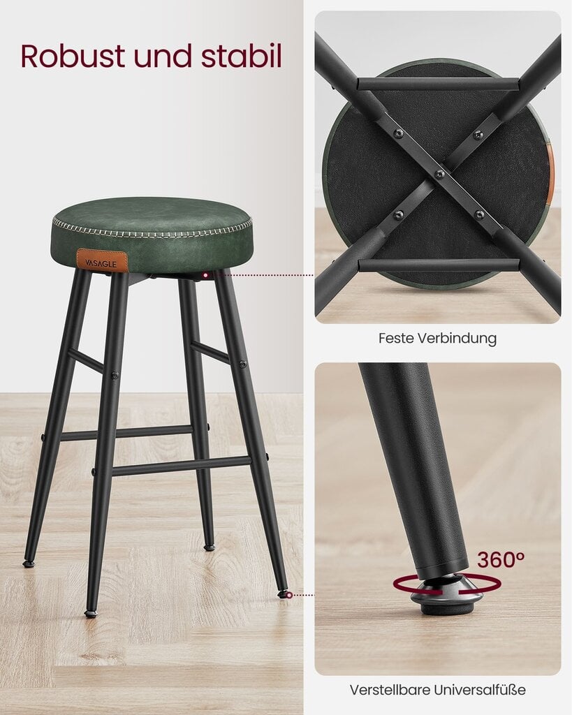 4-osaline toolide komplekt Vasagle, roheline hind ja info | Söögilaua toolid, köögitoolid | kaup24.ee
