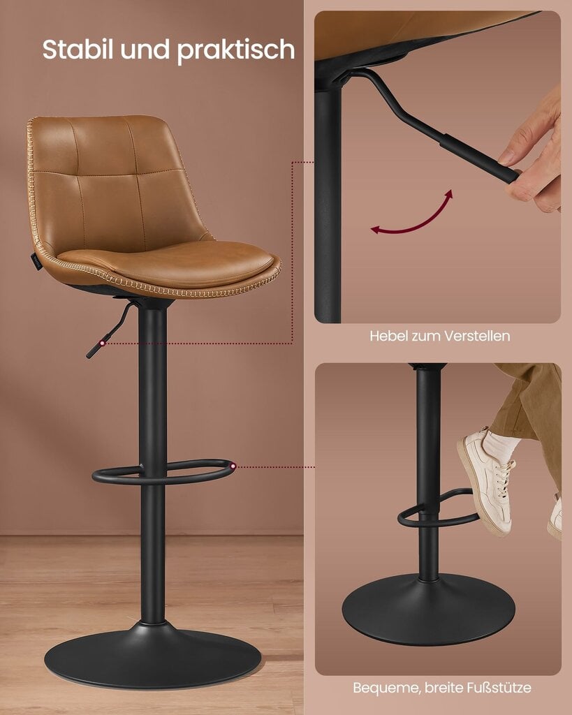 2-osaline toolide komplekt Vasagle, pruun hind ja info | Söögilaua toolid, köögitoolid | kaup24.ee