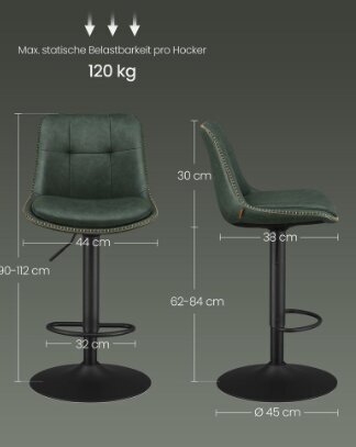 2-osaline toolide komplekt Vasagle, roheline hind ja info | Söögitoolid, baaritoolid | kaup24.ee