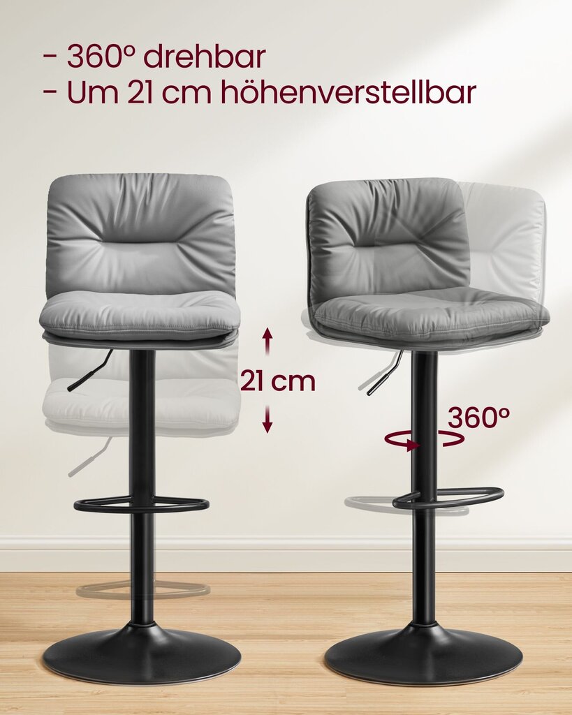 2-osaline toolide komplekt Vasagle, helehall hind ja info | Söögitoolid, baaritoolid | kaup24.ee