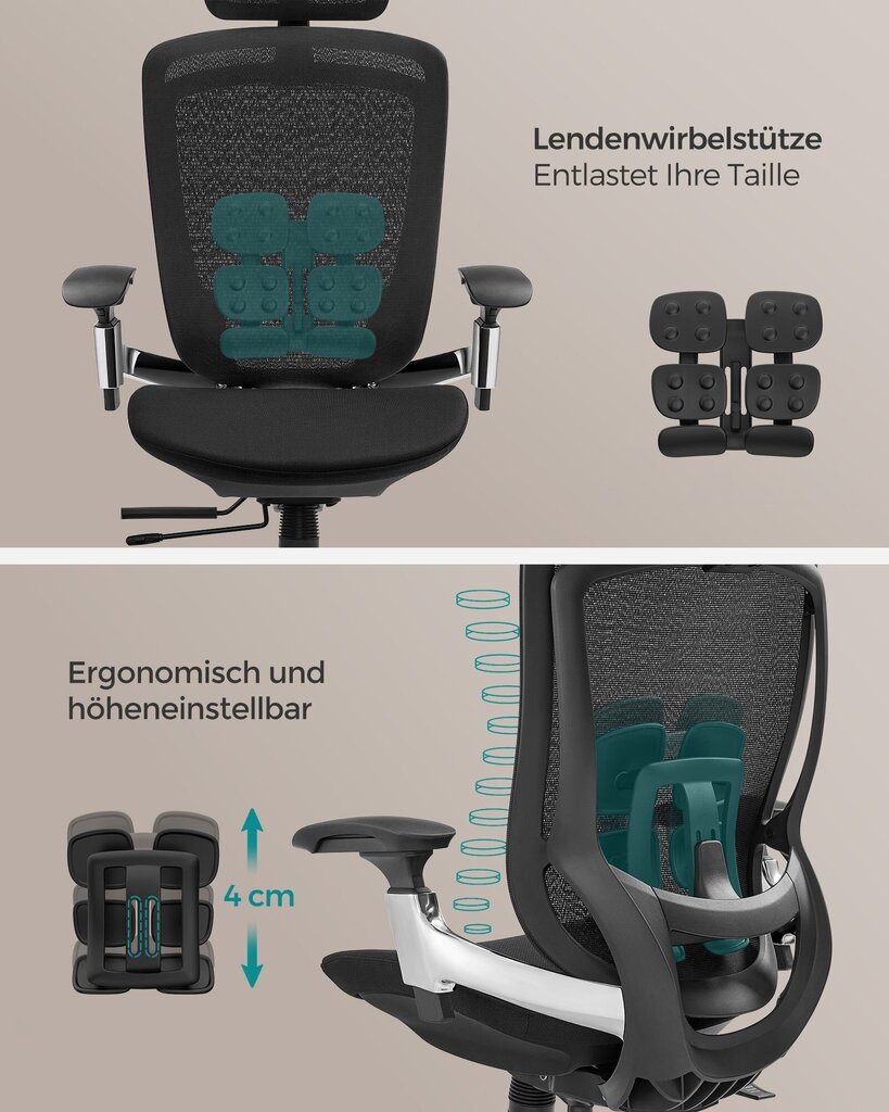 Kontoritool Songmics, must цена и информация | Kontoritoolid | kaup24.ee