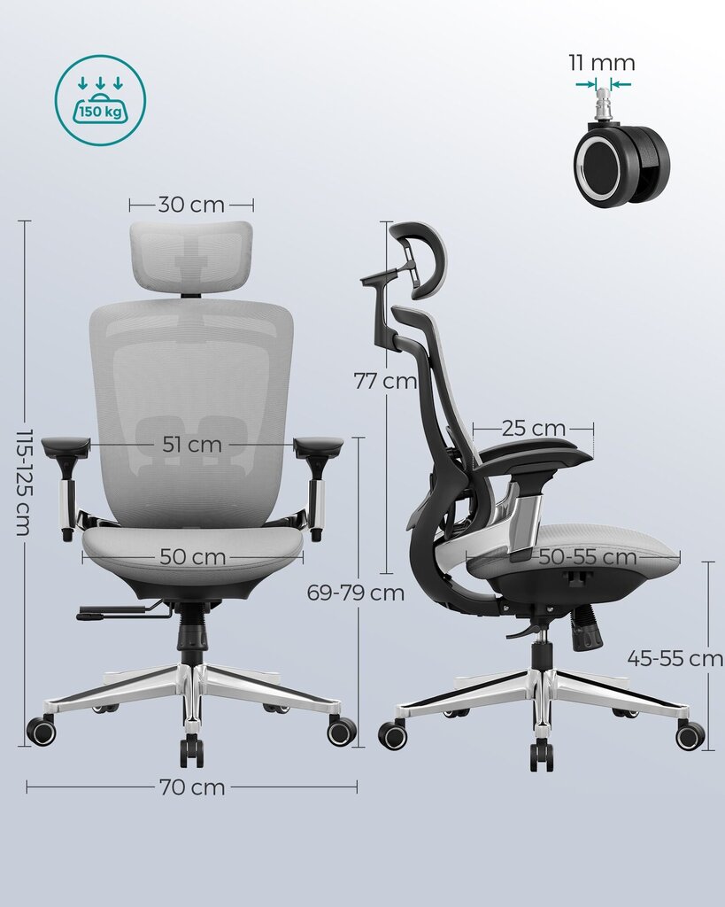 Kontoritool Songmics, helehall hind ja info | Kontoritoolid | kaup24.ee