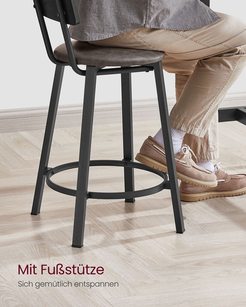 2-osaline toolide komplekt Vasagle, tume pruun/must цена и информация | Söögilaua toolid, köögitoolid | kaup24.ee
