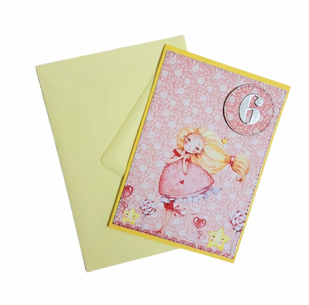 Käsitööna valmistatud sünnipäevakaart tüdrukutele nr 6, 11637 цена и информация | Ümbrikud, postkaardid | kaup24.ee