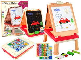 Multifunktsionaalne kahepoolne mängulaud Lean Toys 3in1, punane hind ja info | Arendavad mänguasjad | kaup24.ee