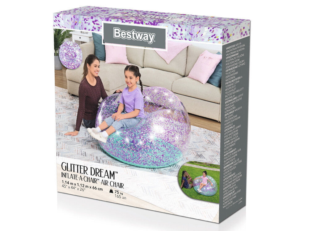 Täispuhutav tool Bestway Glitter Dream, 114x112x66cm hind ja info | Täispuhutavad madratsid ja mööbel | kaup24.ee