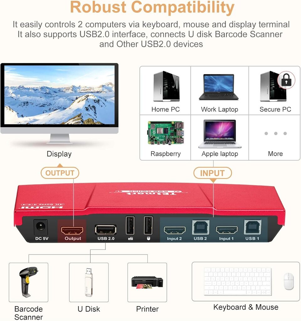 TESmart HDMI KVM-lüliti hind ja info | Ruuterid | kaup24.ee